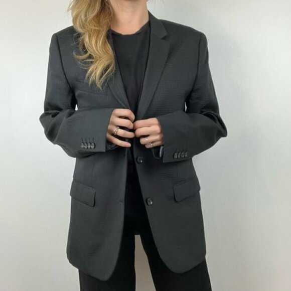 RW&CO Preston Charcoal Black Suit Coat Blazer jacket - Small to Medium oversized - Picture 1 of 16
